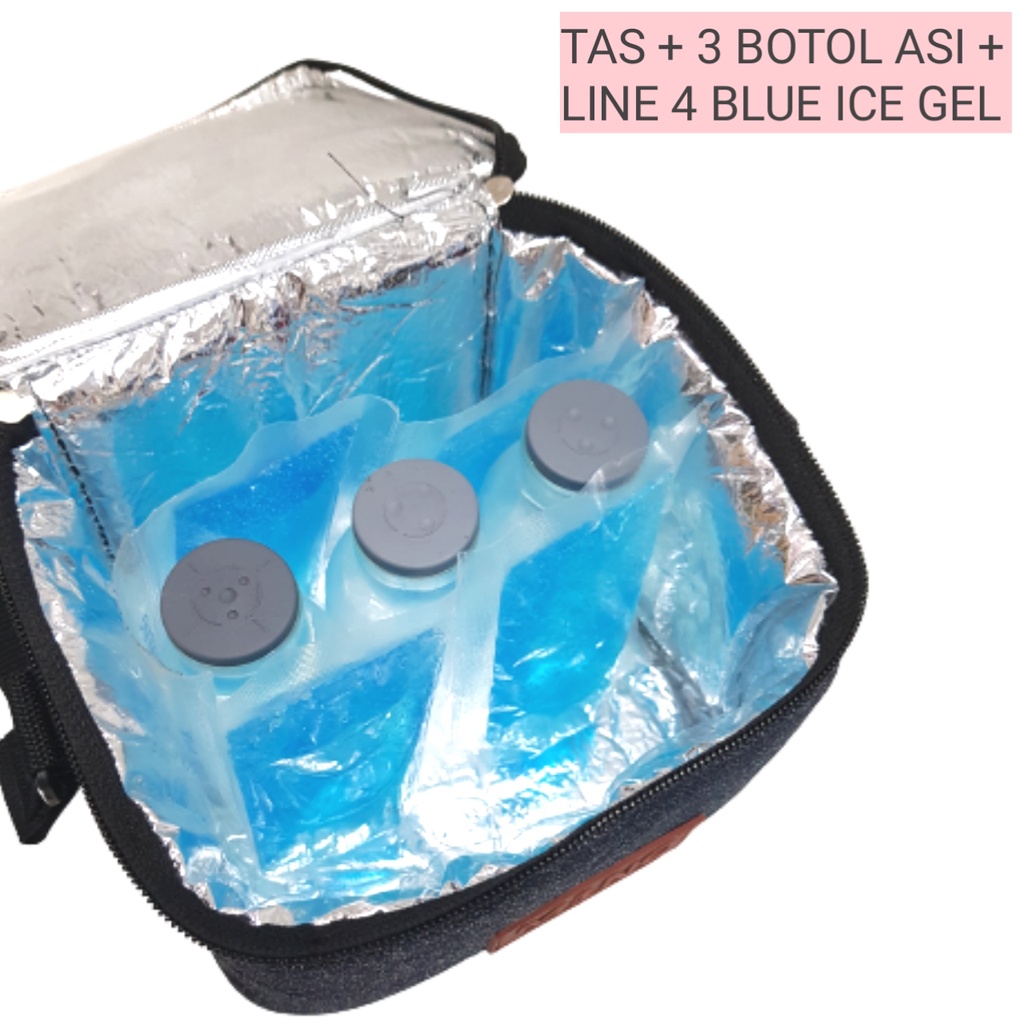 (LT31)  COOLER BAG ASI + BLUE GEL LINE + 3 BOTOL ASI / COOLERBAG  ASI /  TAS ASI / TAS BABY  TAS PERLENGKAPAN ASI ASIP  ( L 31)