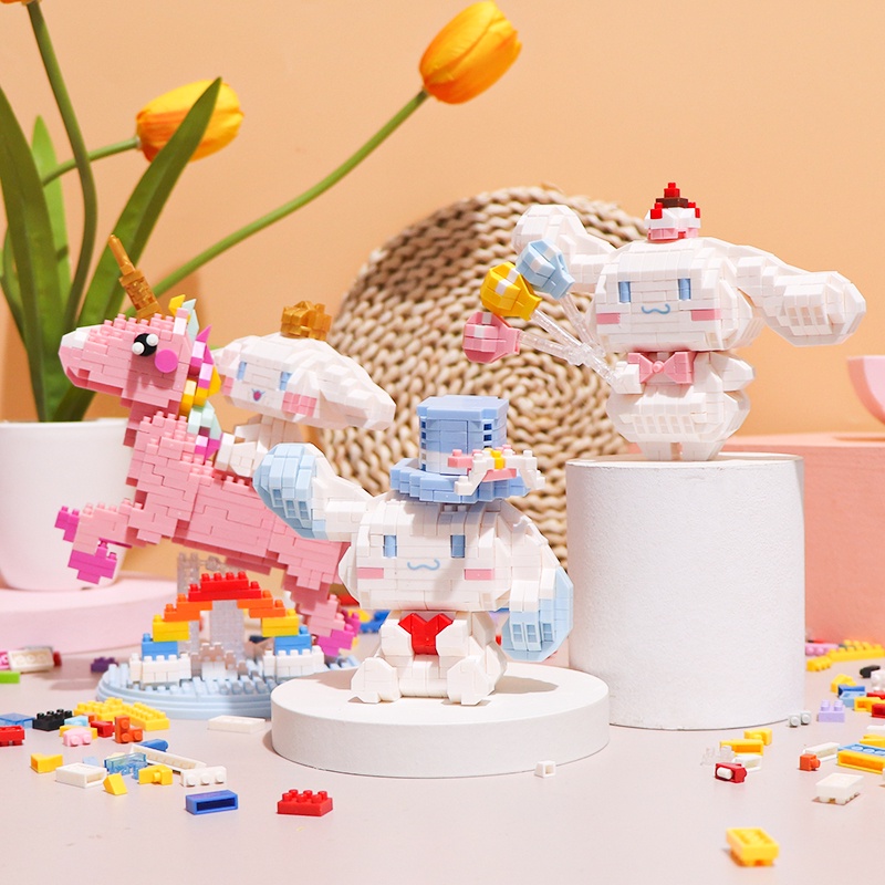 Mainan Balok Cinnamoroll Edukasi Karakter Kartun Mainan Anak DIY 3D Puzzle Brick Mini Nano Block