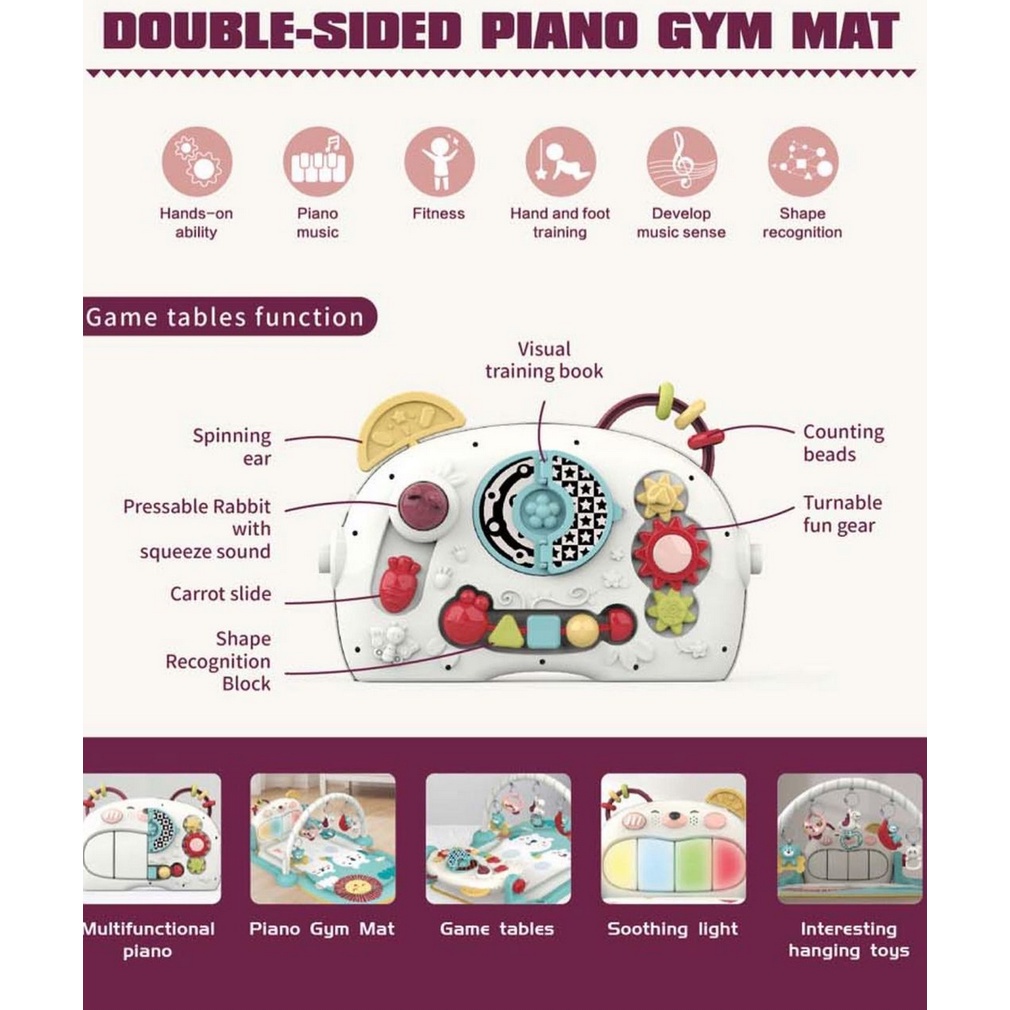 Makassar - Right Start Double Sided Piano Gym Musical Mat - Mainan Karpet Playgym Baby Mat Anak Bayi Lampu Lagu Musik Sensory