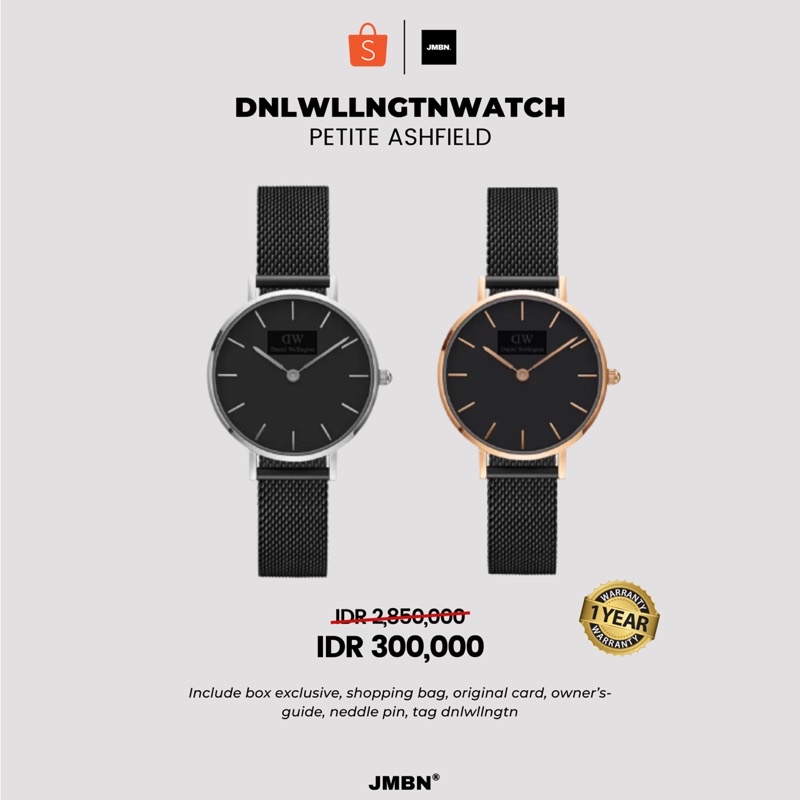 [TERLARIS - COD] JAM TANGAN PRIA WANITA DW PETITE ASHFIELD BLACK