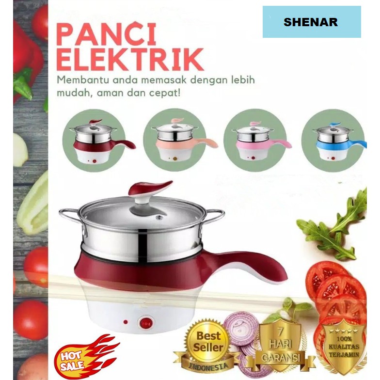 Panci Elektrik 18cm Lapisan Keramik / Electric Fry Pan / Multifunctional Electric Fry Pan , Shenar