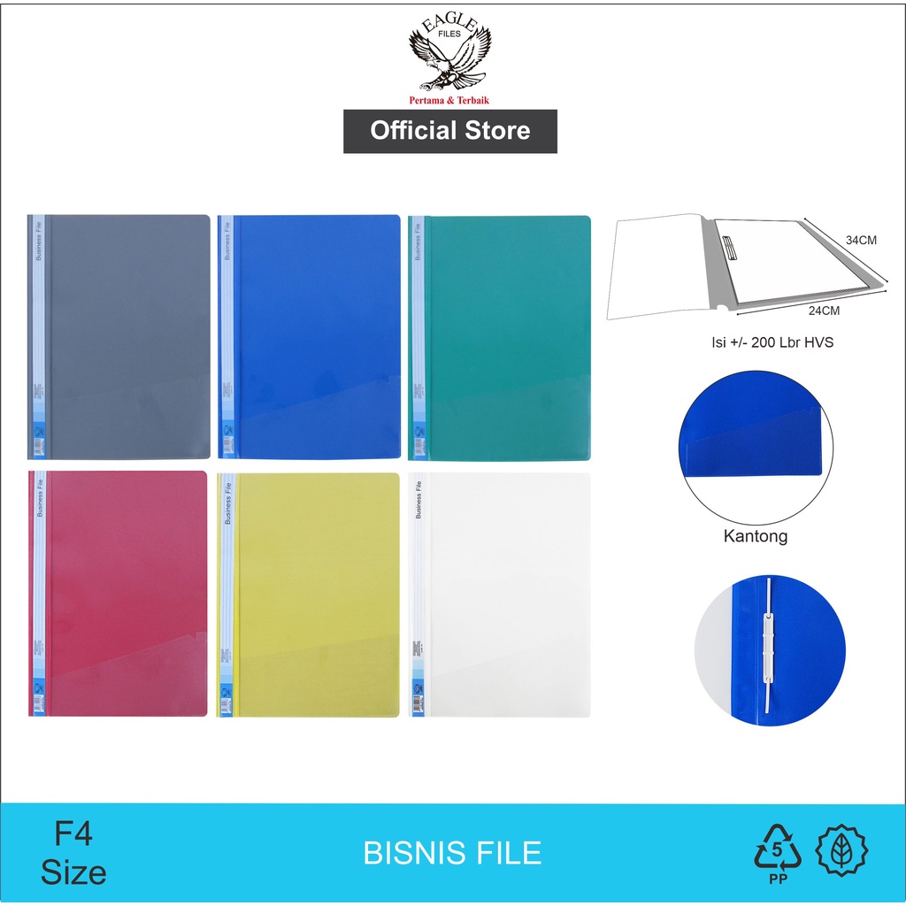 

Business File Bisnis File Kantong Map Snelhecter Map Acco EAGLEFiles F4 (Folio) isi 6 Pcs