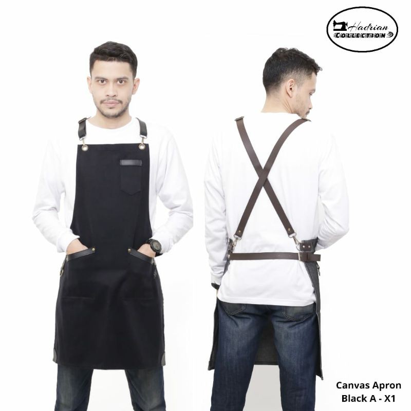 Celemek Apron Canvas Barista | Celemek Waitres | Celemek Bartender | Celemek Cafe | Celemek Masak | Celemek Cuztom bordir logo dan nama | Celemek canvas Premium Best Quality