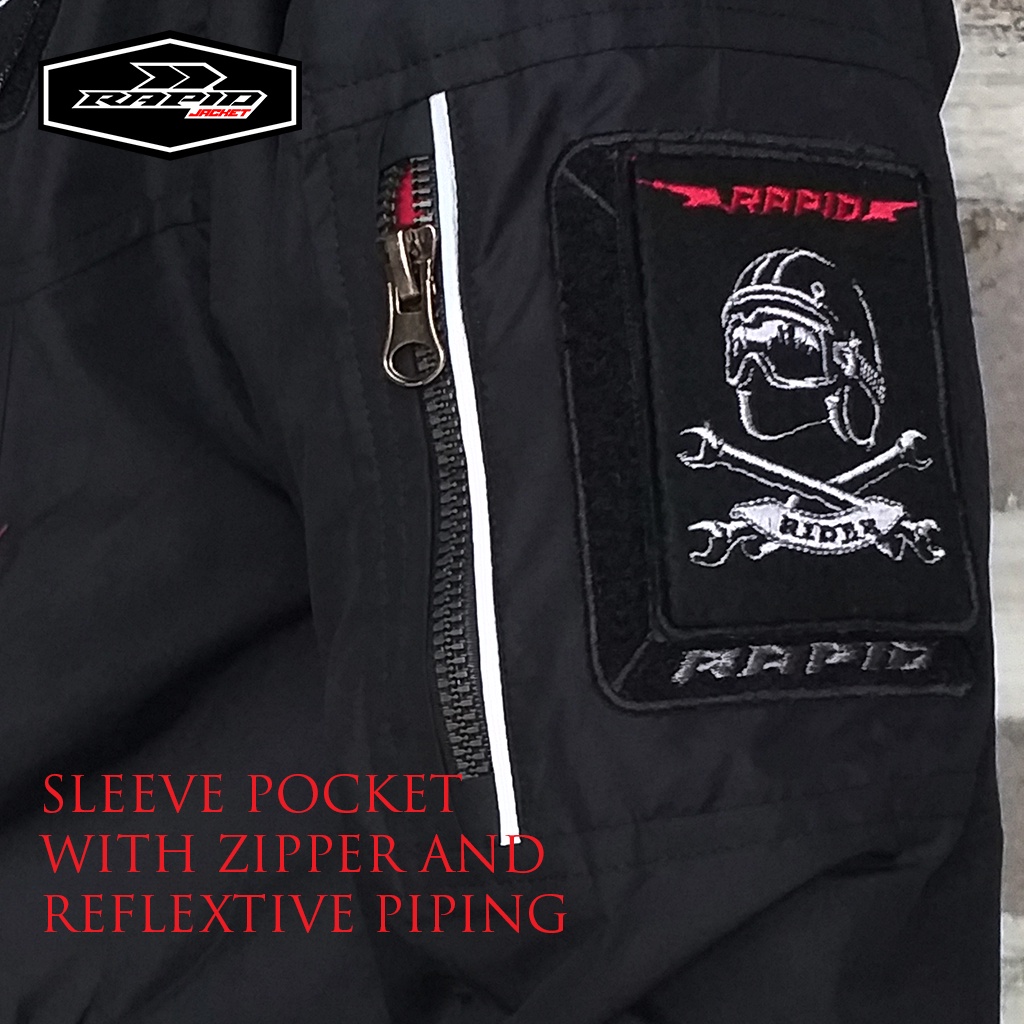 Jaket BOMBER pria original RAPID TOPGUN terbaru unik dengan badge bordir yang bisa dilepas pasang jacket motor bomber keren