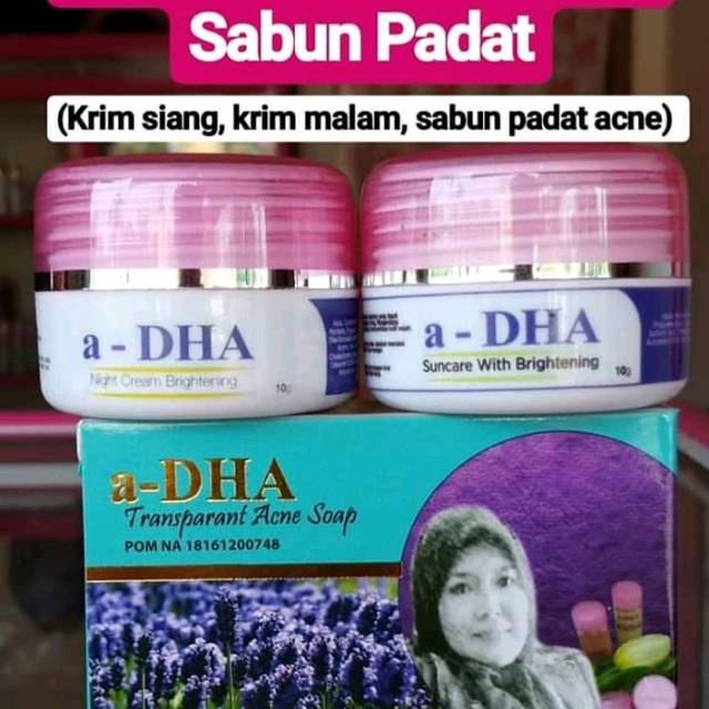 Adha paket ekonomis acne sabun padat/adha white series/cream pemutih aman buat bumil dan busui