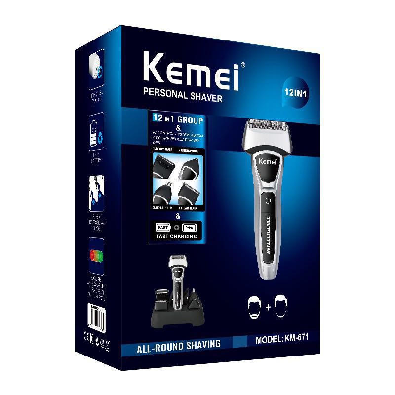 Kemei KM-671 5 in 1 Electric Razors For Men LCD Display Electric Shaver