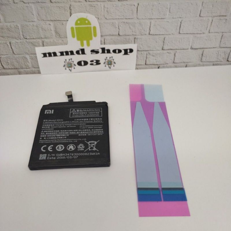 Baterai Batu Batre Battery Hp Xiaomi Redmi 5a BONUS Lem Baterai Model BN34 Original