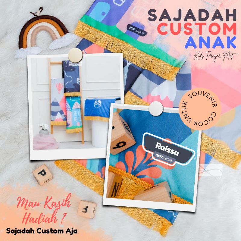 (Colorfull Series) Sajadah Custom Nama / Sajadah Tebal /Sajadah Rumbai Anak MeTime / Sajadah Rumbai 
