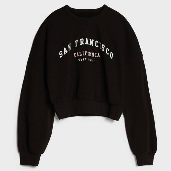 Sweater Crop Oversize Sanfransisco | Korean Style Wanita | Bahan Fleece |  Allsize