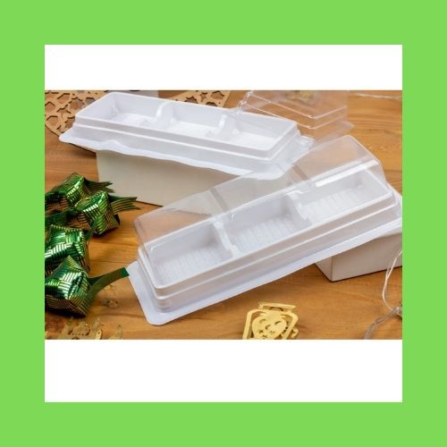 Mika Mooncake Box Eggtar Kotak Kue Mika Sekat 3 Mika Kotak Kue Bulan Box Kue Mooncake 50-63gr Isi 3 