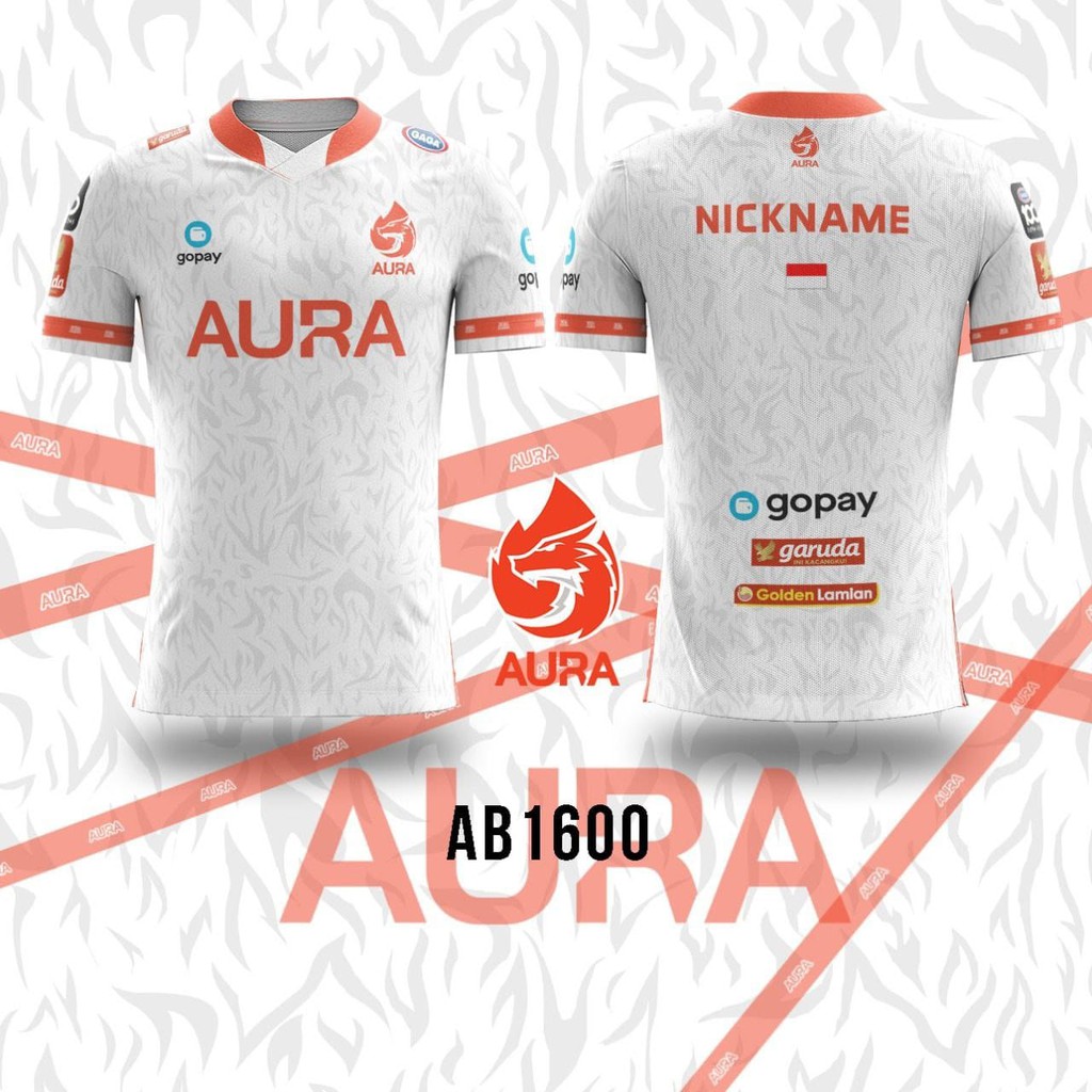 Kaos Jersey Gaming Custom eSport | PUBG AOV ML FF VG | New Aura White