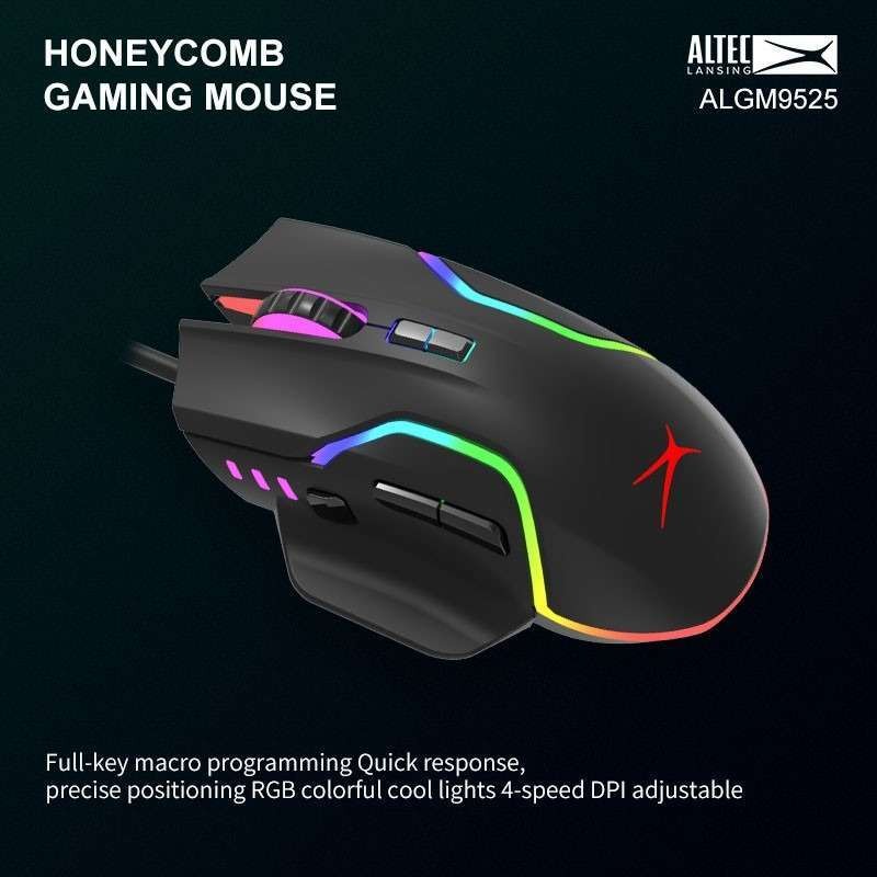 Mouse Gaming Altec Lansing ALGM 9525 Hitam  RGB Backlight 2400DPI