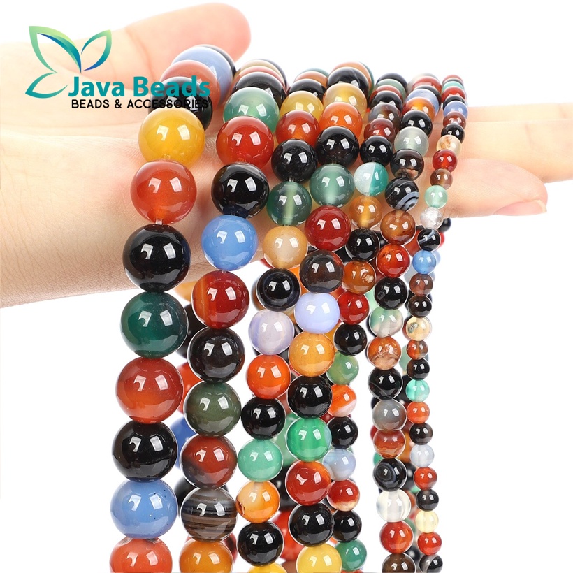 Bahan Gelang Manik Batu Alam Mix Agate Colourful