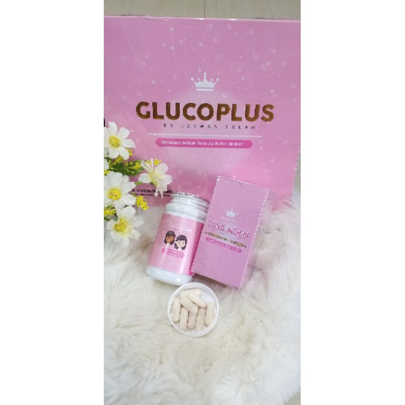 Paket Cantik (1 box Glucoplus @16 sachet + 1 botol Glulagen @30 kapsul by Jasman Solah)