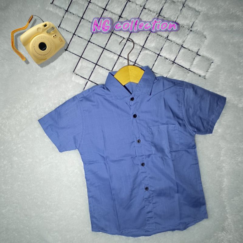NAGHAI-Kemeja Pendek Anak Laki-Laki Kemeja Pendek Polos Anak Umur 1-10Tahun Kemeja Pendek Anak Bahan Cutton Warna Polos