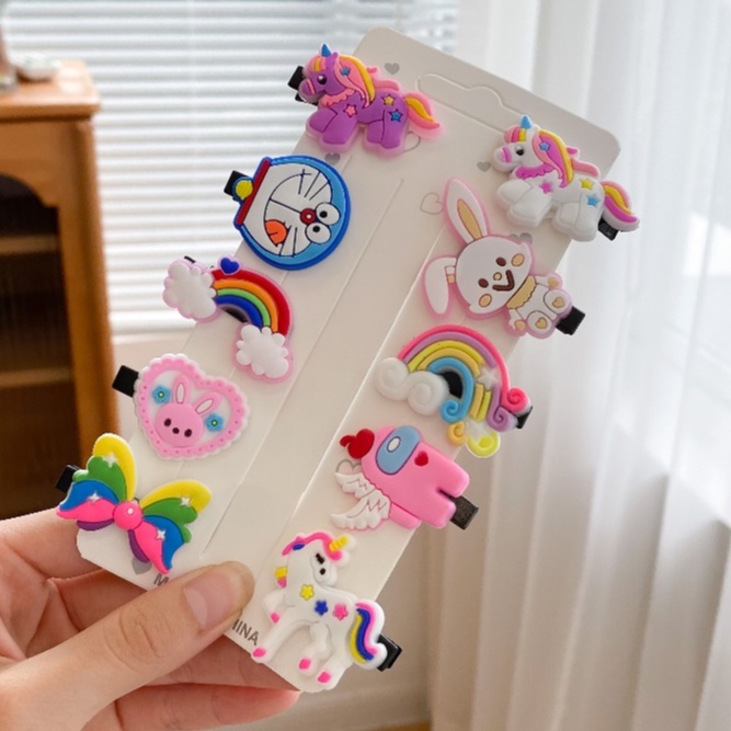 ED - 10PCS / SET JEPIT RAMBUT ANAK SET TERMURAH / JEPITAN RAMBUT ANAK MOTIF KARAKTER KARTUN-JPT - DORAEMON