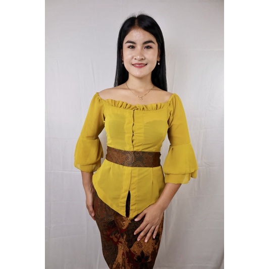 kebaya modern Sabrina lengan rumbai - kebaya polos - kebaya modern