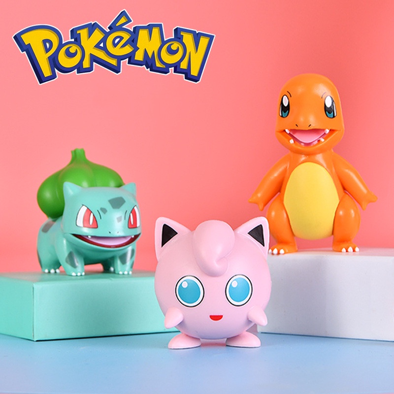 Genuine Edition Pokemon Action Figure Original Pikachu Bulbasaur Charmander Psyduck Model Anime Mainan Boneka Collections Hadiah