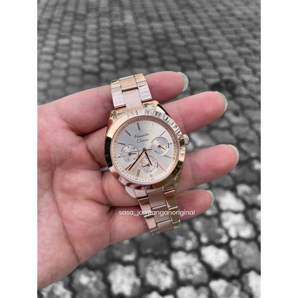 Jam Tangan Alexandre Christie Ac 2950 Original Full Rosegold Wanita
