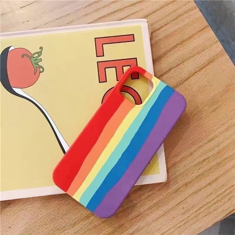 Case Bahan Silikon Warna Pelangi Untuk iPhone 14 13 12 11 Pro X XS Max XR 7 8 Plus