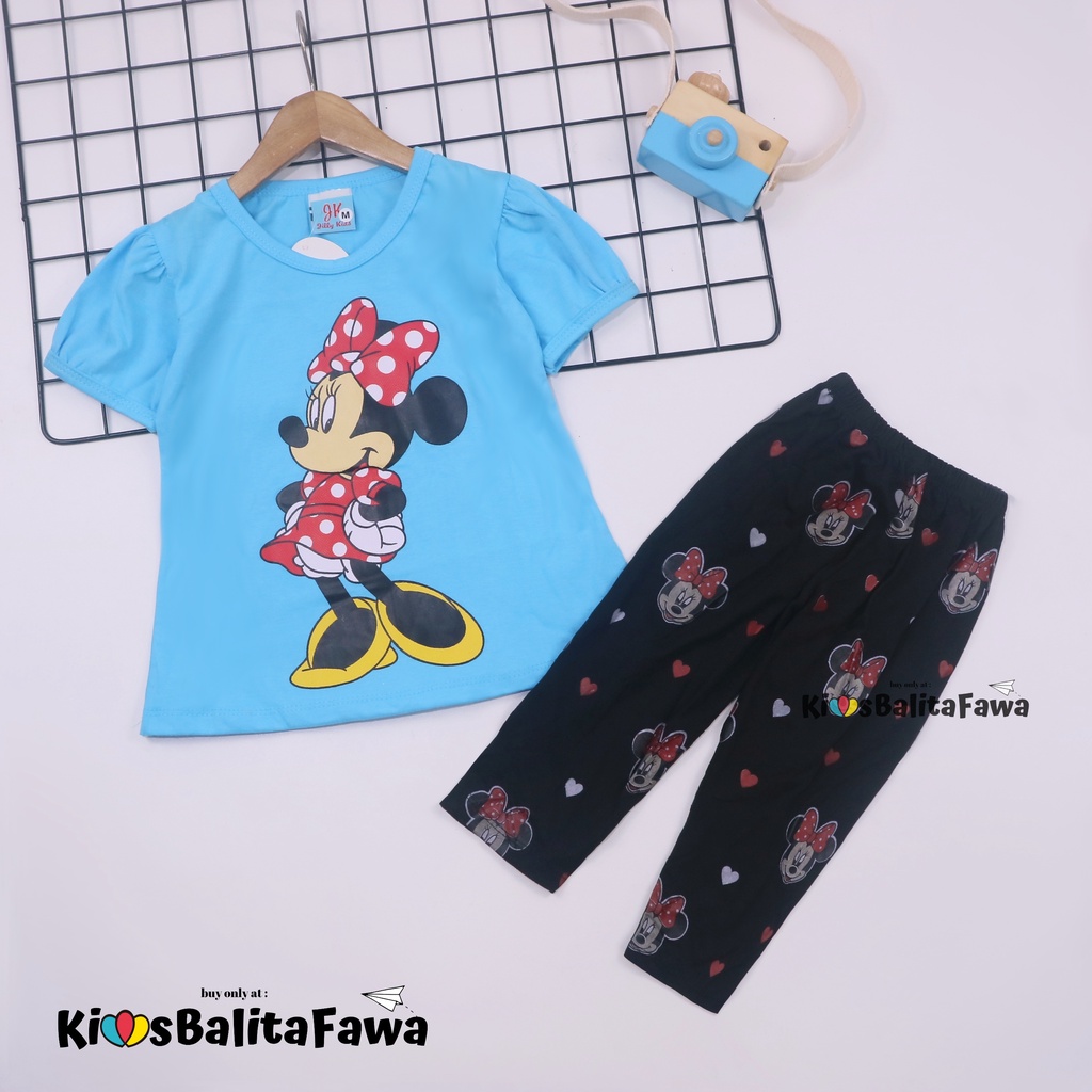 Setelan Mikkey &amp; DOLL uk 3-4 tahun / Baju Anak Karakter Legging Perempuan Celana Panjang Import Kaos