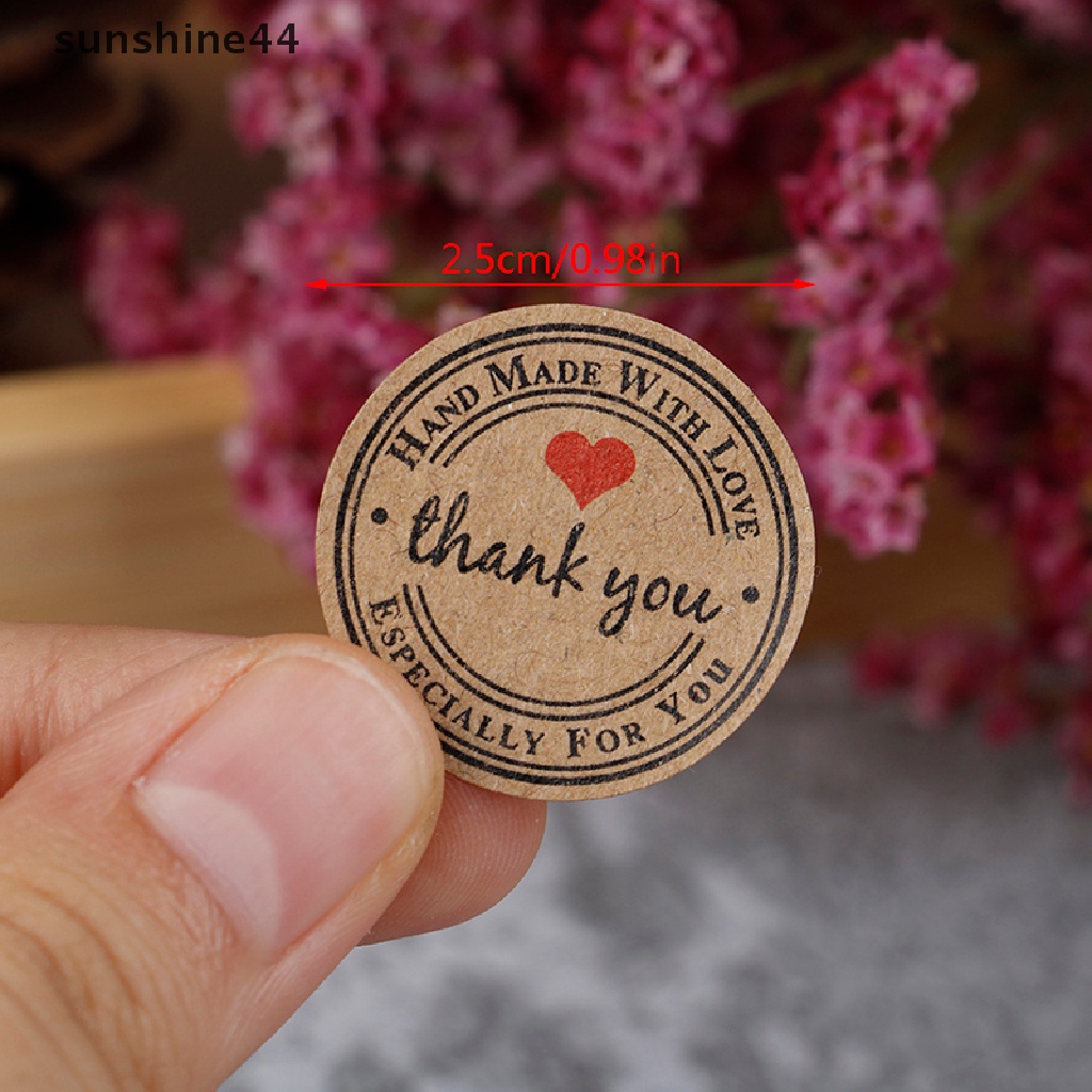 Sunshine 500pcs Stiker Label Bulat Tulisan Thank You Untuk Dekorasi Hadiah zd.