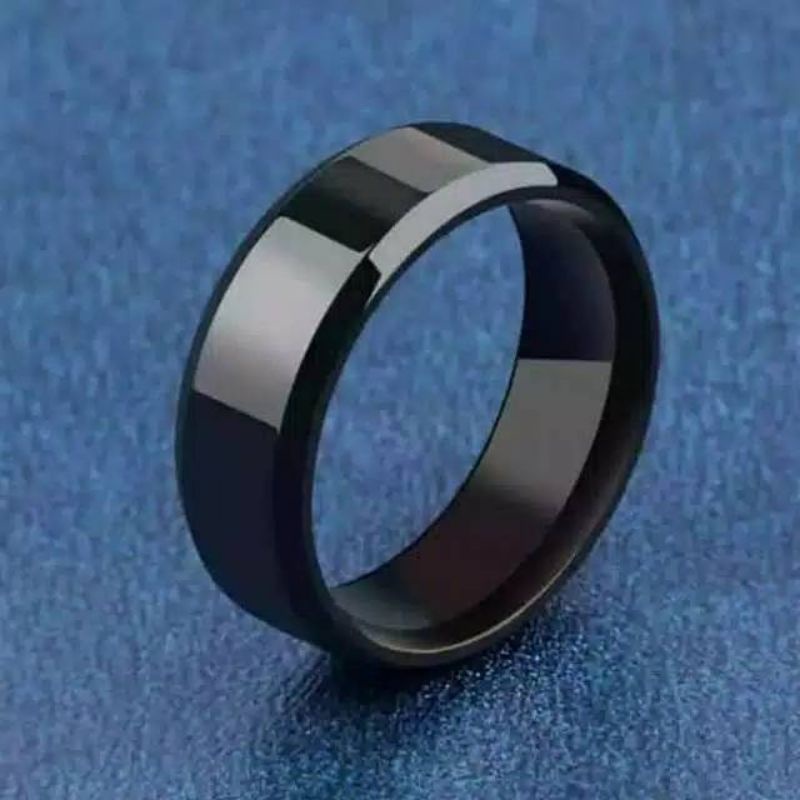 [promo] Cincin Titanium Hitam Polos Kualitas Super Cincin Pria Cincin Wanita