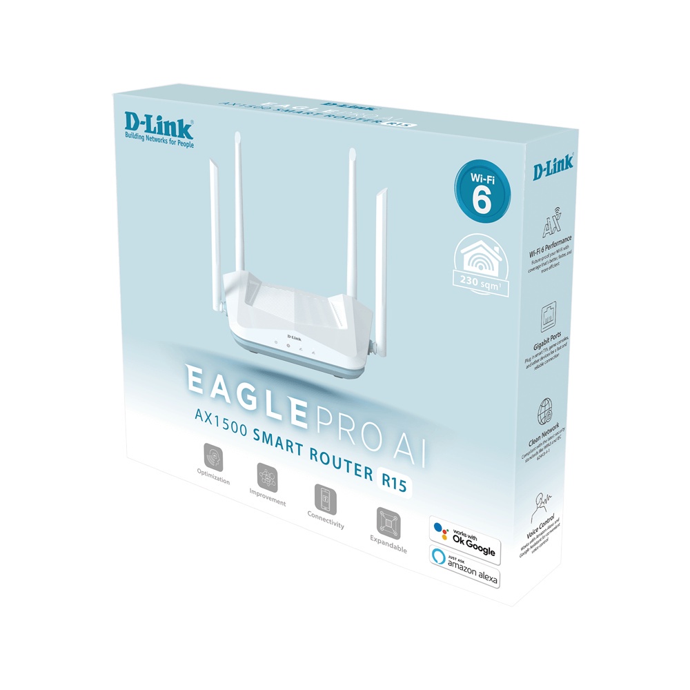 Smart Router D-Link R15 EAGLE PRO AI AX1500 WiFi 6 - DLink R15 Mesh