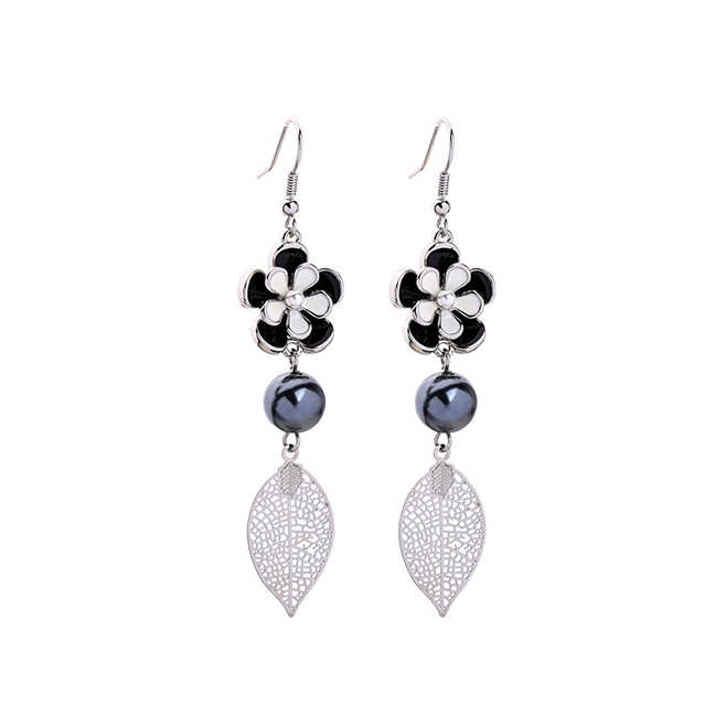 LRC Anting Gantung Fashion Dragonfly Oil Flower Leaf Earrings F57922