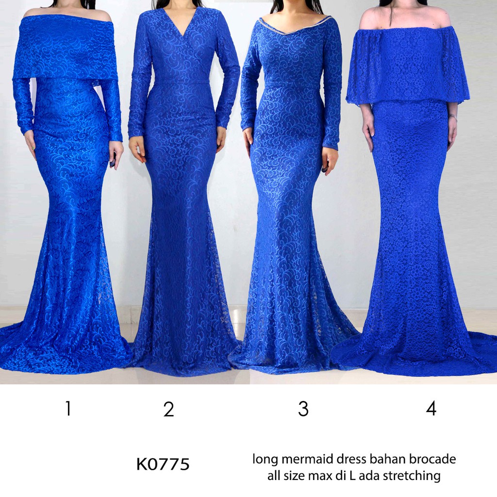 LongDress Pesta biru - Gaun pesta kondangan - mermaid long dress k0775