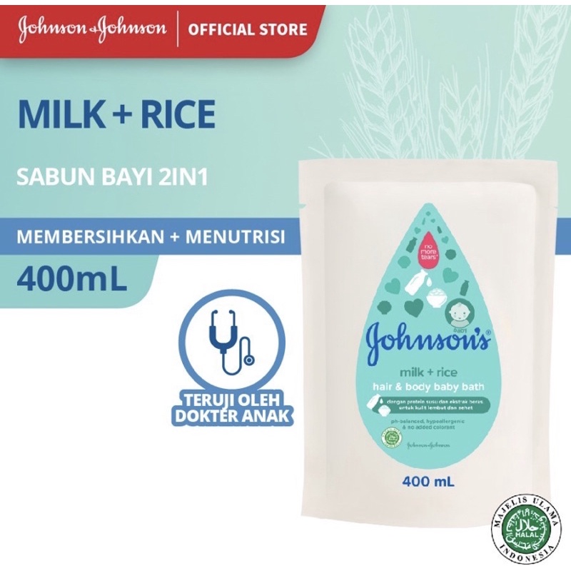 JONSHON'S REFILL Top to toe wash, milk rice, bedtime, kids, cotton touch baby bath johnsons