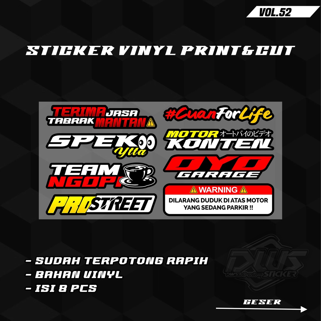 Sticker Print cut Stiker racing Pack stiker motor  Sticker helm