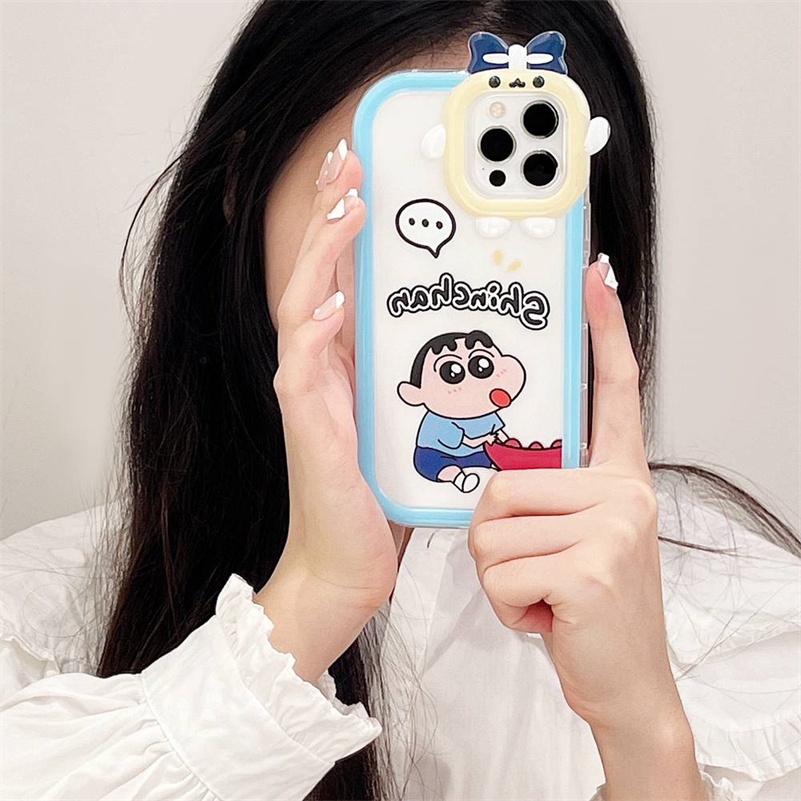 Soft Case Pelindung Kamera Motif Kartun Bahan TPU Untuk iPhone 14 13 12 11 Pro Max X Xr Xs Max 7 8 6 6s Plus SE 2020