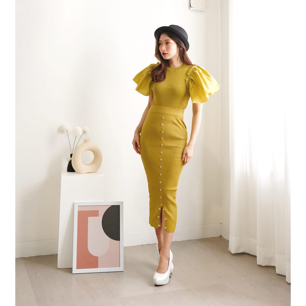 Set Wanita - Setelan Dress Rajut Wanita Lengan pendek import  #361A