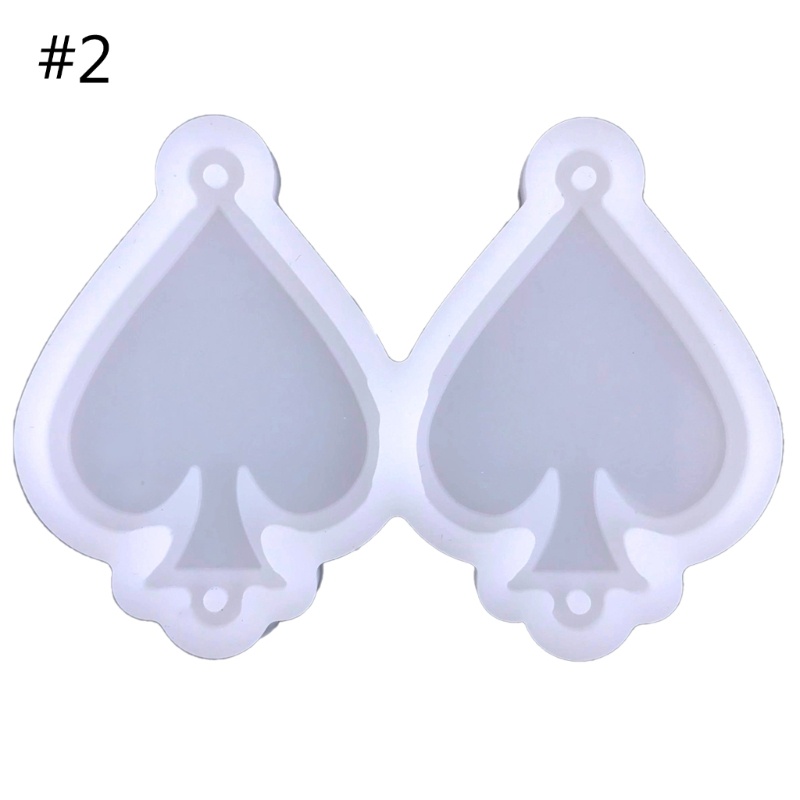 SIY Rhombus Heart Poker Epoxy Mold for Stud Earring Pendant with Hole Resin Molds