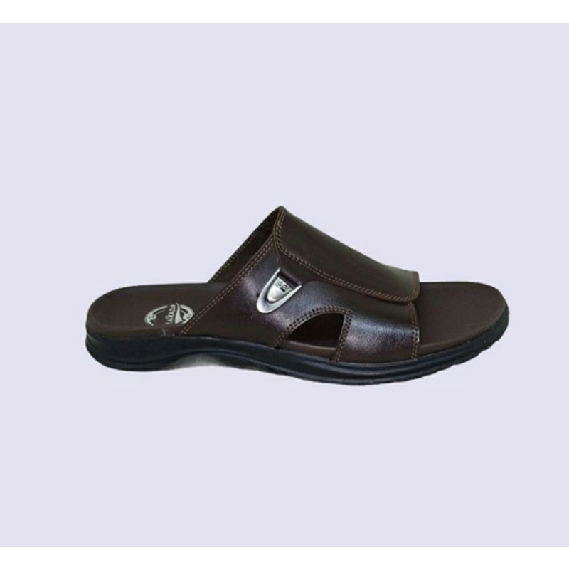 Sandal Slide Pria MKZ1 Slop Bapak2 Kasual Kulit / Sendal Slide KULIT GARUT