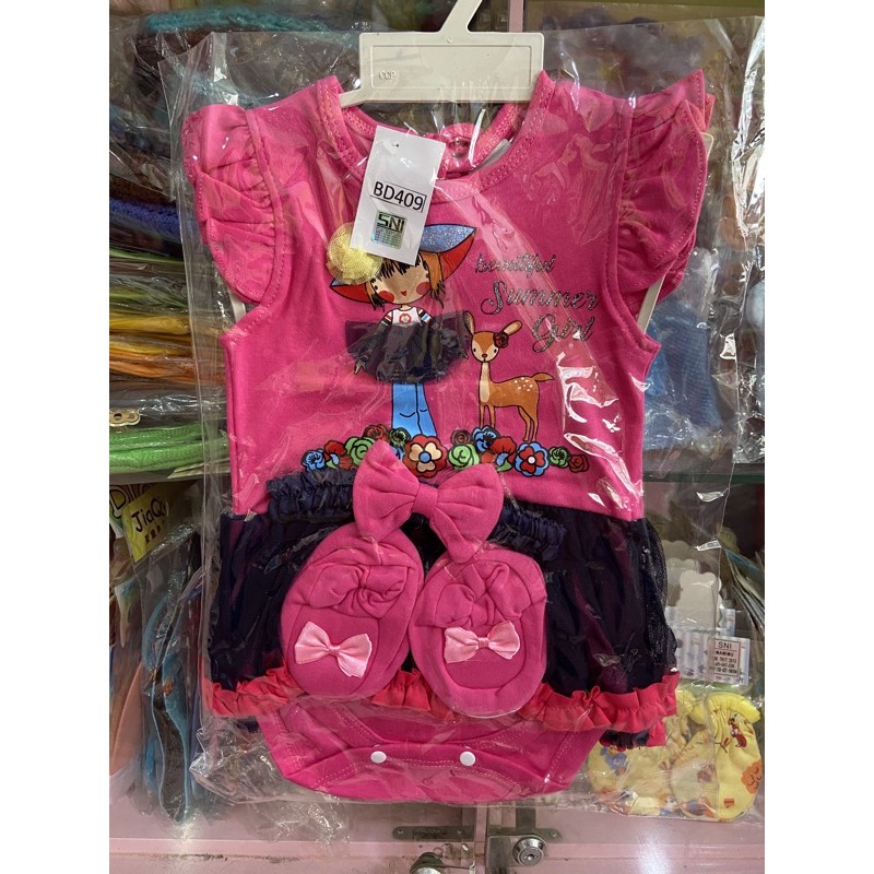 ❤ Baby Fashion ❤ 4in1 SET JUMPER TUTU + BANDANA + SEPATU PEREMPUAN 3-12BLN / BABY GIRL TILE SET