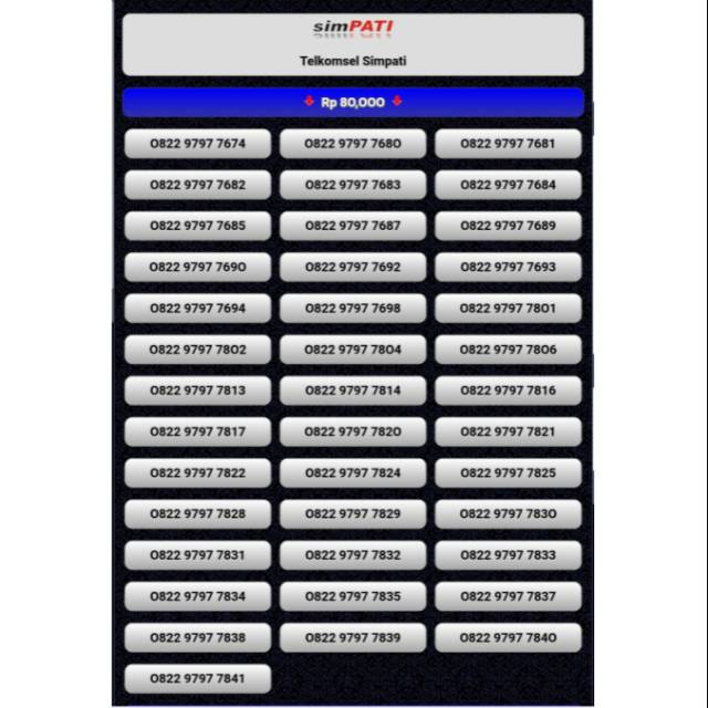 NOMOR CANTIK SIMPATI SERI 0822 9797 XXXX