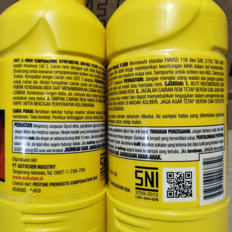 Minyak Rem PRESTONE 300ml DOT 3 Warna Merah Brake Fluid Oli Rem Minyak Rem 300ml Motor / Mobil