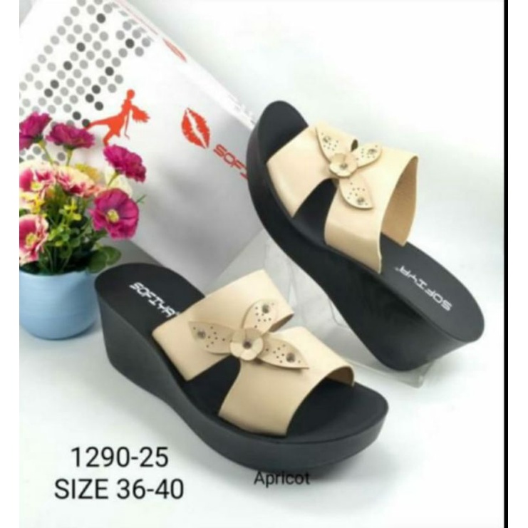 Sandal Wedges Spont Wanita BungaFashion