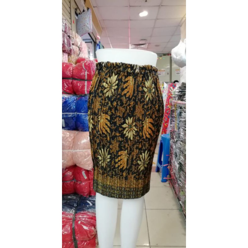 IndahKebaya | ROK PLISKET PENDEK / PLISKET BATIK SUTRA SILKY / BAWAHAN KEBAYA MURAH / JUMBO