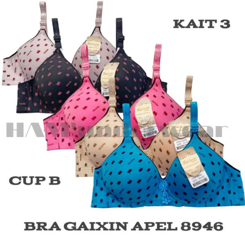 BRA GAIXIN APEL 8946 CUP B KAIT 3 LEMBUT DAN EMPUK BAHAN KAOS BUSA SEDANG TALI TIDAK BISA DI LEPAS