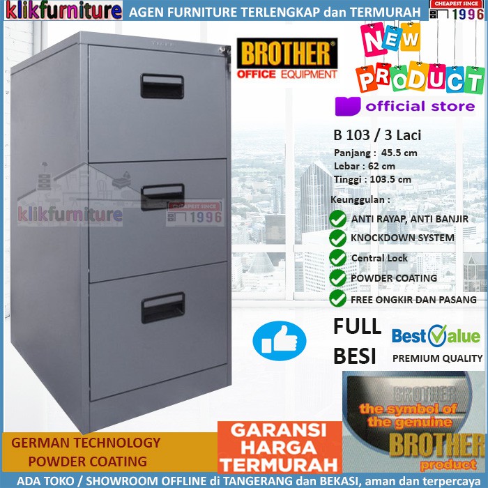 B 103 Brother Filling Cabinet Besi Kantor 3 Laci