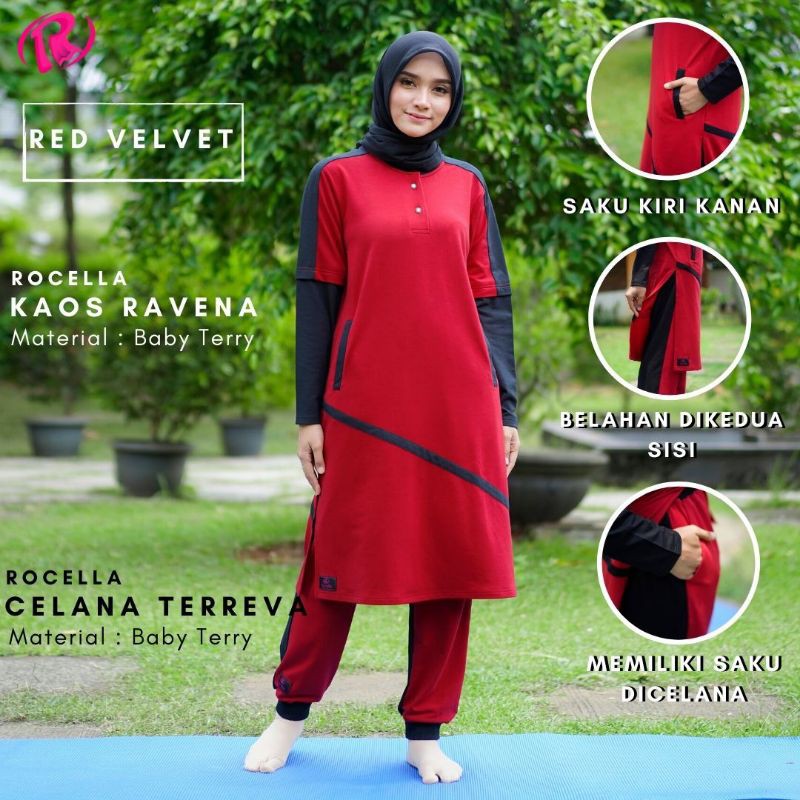 Rocella Set Kaos yoga / senam / olahraga muslimah wanita