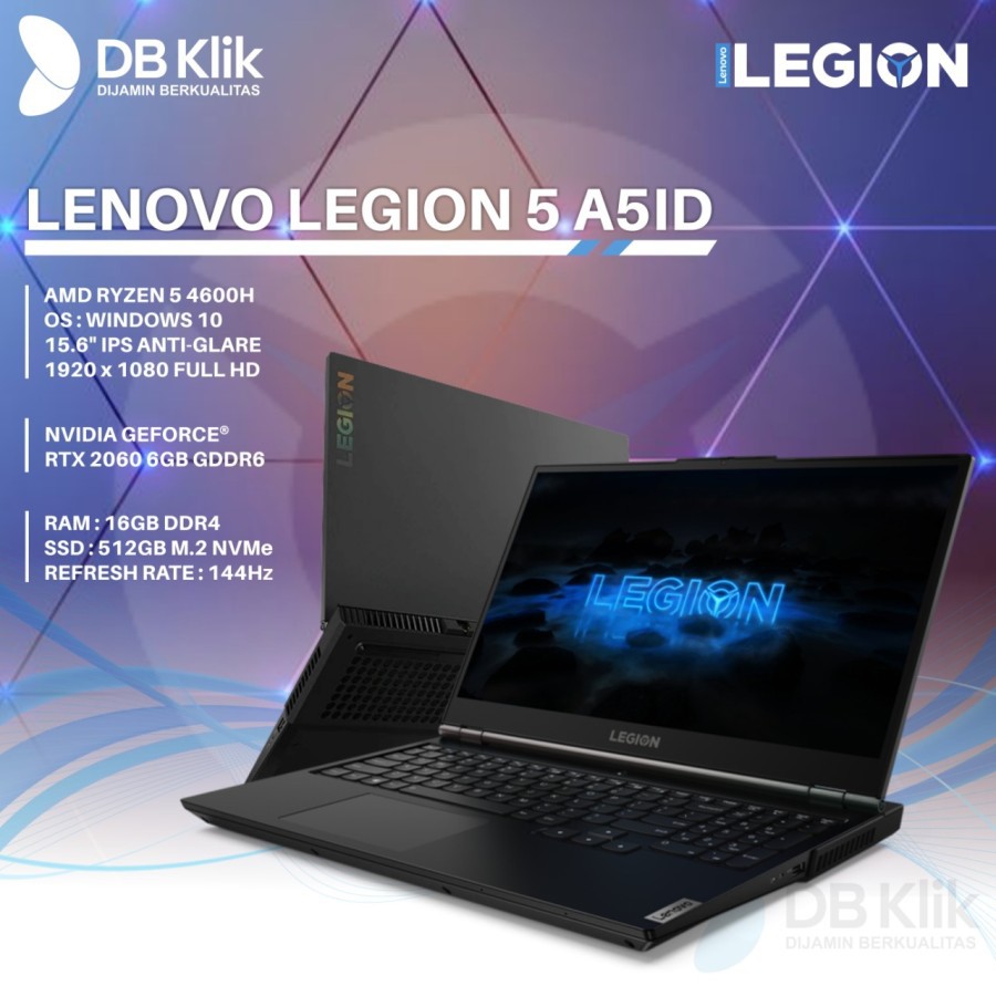 Notebook Lenovo Legion 5 A5ID Ryzen 5 4600H 16G 512G RTX2060 W10 15.6" "Original"