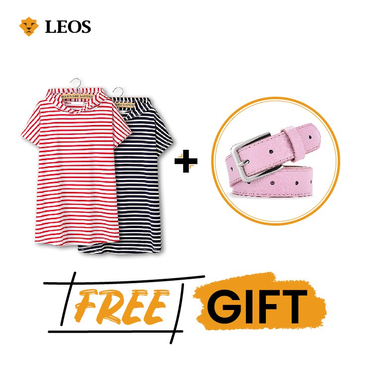 

LEOS Original Dress Hoodie / Terusan Wanita / Baju tidur Motif Garis Lengan Pendek Bahan Kaos