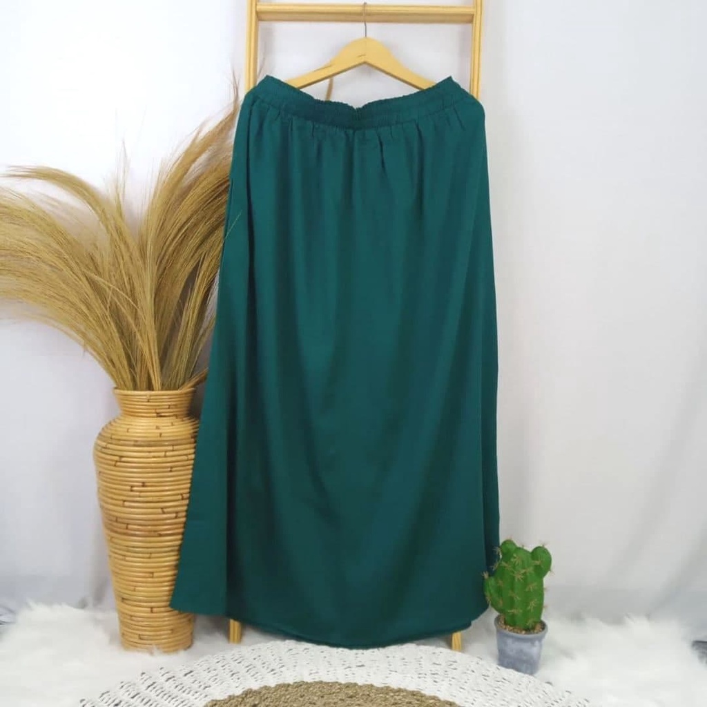 ROK SUPER JUMBO MOSCREPE BIGSIZE - LP 150 CM -  BB 100 KG KEATAS - BISA COD - BUMIL - BAHAN NYAMAN-HIJAU BOTOL