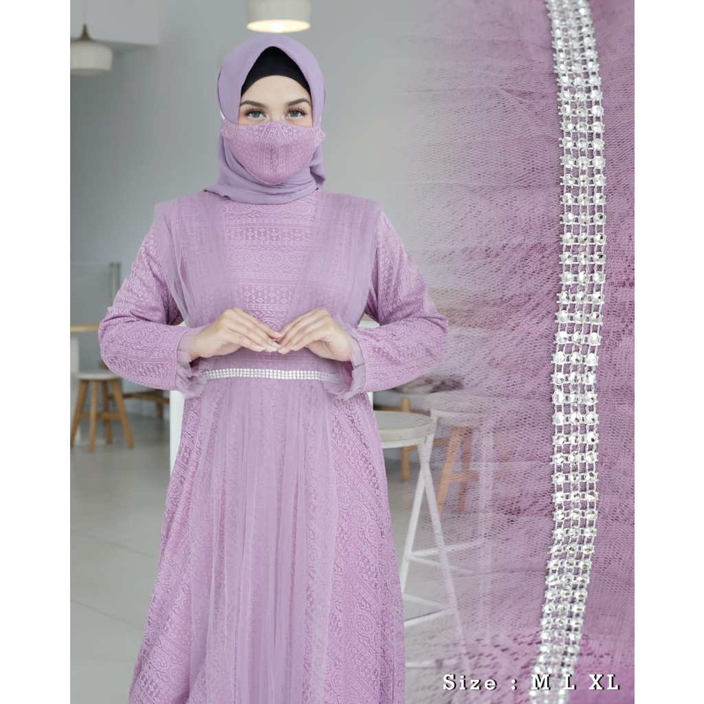 kadai.baju / Gamis Pesta Brukat Tile/ Gamis Kondangan Seragam/ Gamis Jumbo Wanita/ Fashion Muslim - Size M L XL