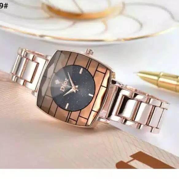 Jam Tangan Wanita Korea Deor Persegi Strap Rantai Steel