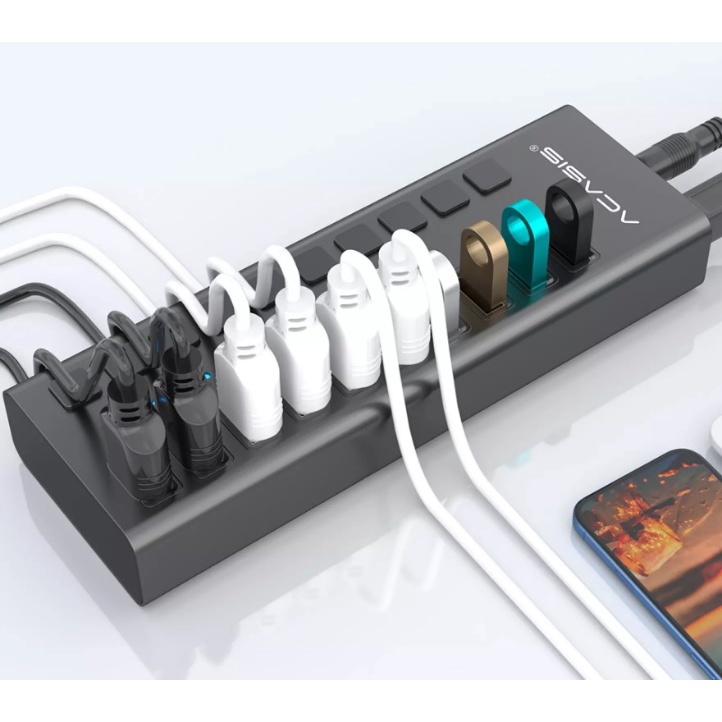 USB HUB 10 Port USB 3.0 ACASIS HS710 High Speed Include Power